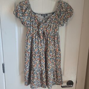 Trixxi Floral Kids Dress - Blue and Orange